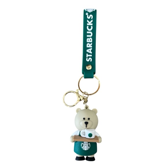 Starbucks Bearista Keychain Green Strap Coffee Lover Bag Charm 8”L - NWOT - Picture 2 of 10